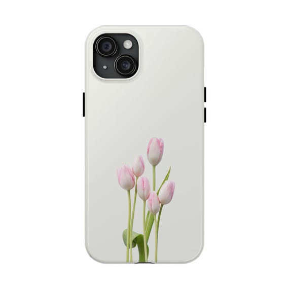 Tulip Flower Phone Case Minimal Floral Design Cover, Spring Bloom