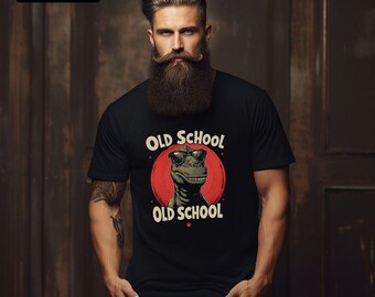Old School Dinosaur Dad T-Shirt | Funny Retro T-Rex Graphic Tee