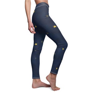 Leggings casuales para mujer, con diseño de dibujos animados, corte y costura, diseño abstracto de estrellas y cielo nocturno cósmico, pantalones cómodos, mallas de yoga de galaxia celestial.