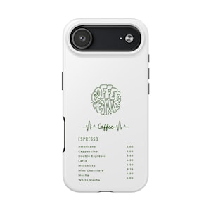 Coffee Menu Phone Case: Trendy Coffee Lover Design