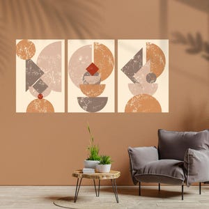 Boho Geometric Wall Art – Beige Abstract Print, Modern Minimalist Decor, Neutral Aesthetic Poster