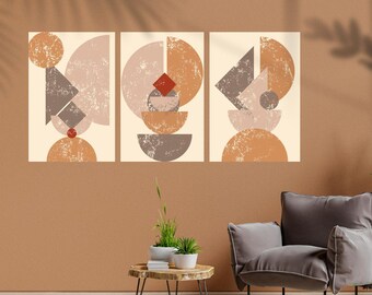 Beige Geometrische Wandkunst: Abstrakte Boho Druck, Minimalistisches Dekor