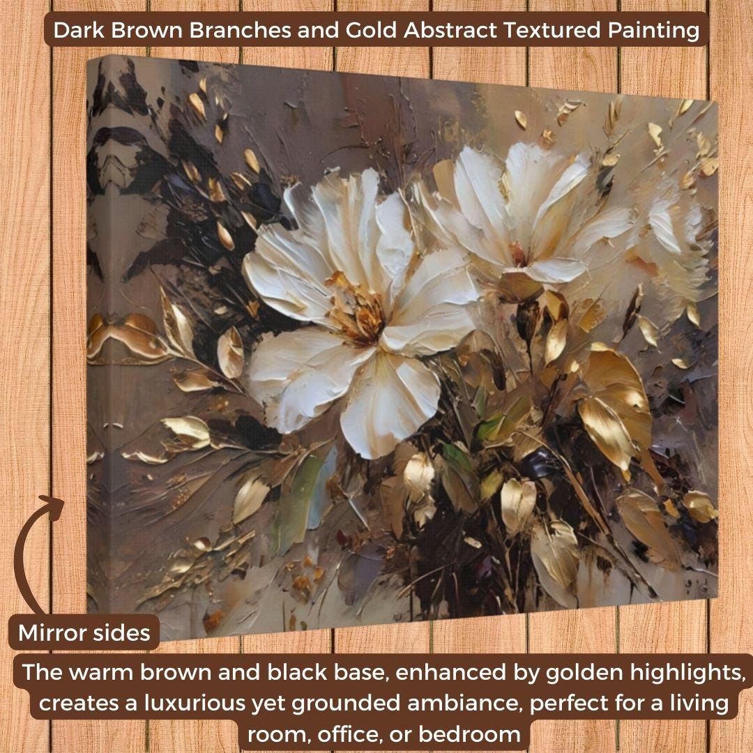 3D Flower Wall Art: Golden Brown Floral Painting on Canvas - Etsy