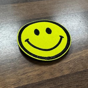 Smiley Face Bag Patch for Gym Bag, Velcro Backed