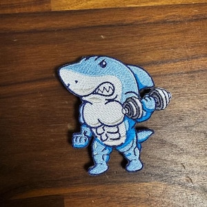 Gym Shark Embroidered Velcro Patch - Super Cool Gym Bag Accessory