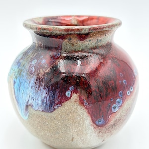 Small MCM Studio Pottery Stoneware Art Vase with Drip Glaze