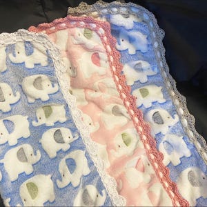 Crocheted edge baby doll blanket lovey blanket