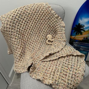 Crocheted Baby Blanket textured earth tones stroller blanket car seat cover