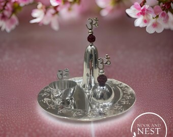 Pooja Thali made in white metal-this beauty is a must to add a final touch of divinity to your pooja!