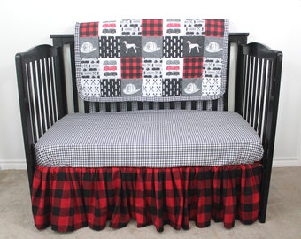 3 Piece Firefighter Crib Set Quilt Sheet Crib Skirt