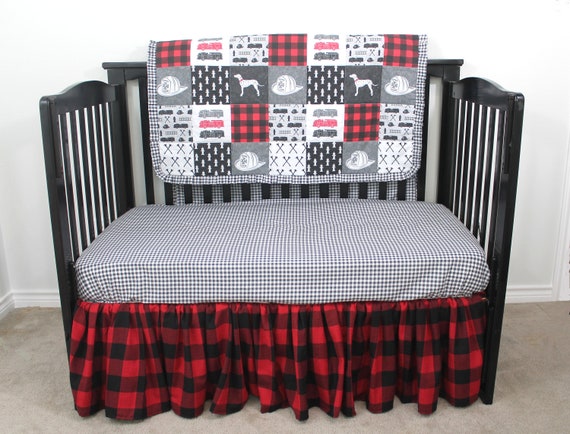 Piece Firefighter Crib Set Quilt Sheet Crib Skirt