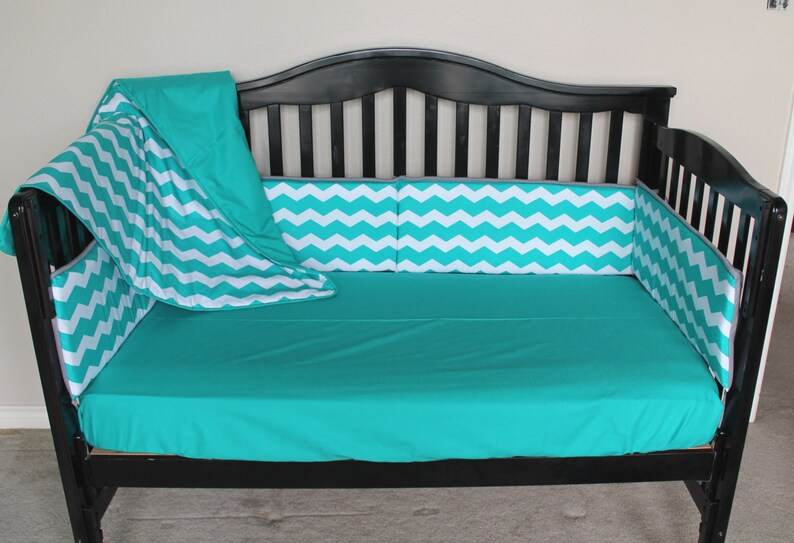 Crib Sheet Grey Aqua White Custom Crib Bedding Choose Your Etsy