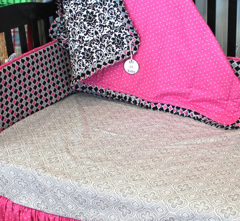 Baby Blanket Hot Pink Black and White With Ruffle