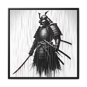 Japanese Art | Samurai Warrior Portrait | Samurai Wall Art Design | Ronin Samurai Art Design | Framed Canvas | Ready To Hang