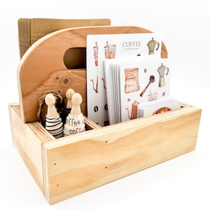 Houten cadeaucaddyset met koffiethema