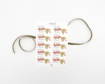 Don't Spill the Beans Coffee sticker sheet, 10 stickers