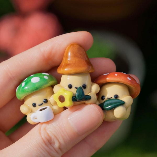 Personalizable Mushroom Desk Friend || handmade polymer clay desk decor