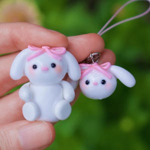 Beatrice the Bunny Desk Friend, Charm || handmade polymer clay desk decor, friendship gift