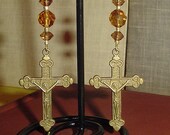 Crucifix earrings cross earrings in golden brown handmade by MABjewelry