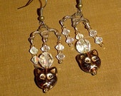 Cat chandelier earrings cat earrings with sparkling crystals made by MABby