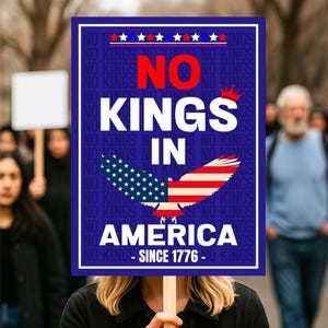 Cartel de protesta "No Kings in America", resistencia anti-Trump, póster de activista político, cartel de manifestación, póster de protesta "Resisten el fascismo"