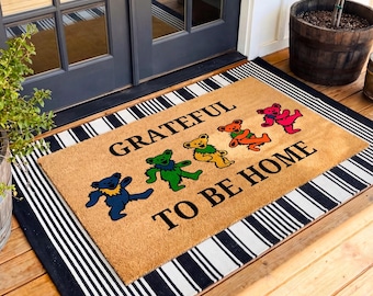 Grateful Dead Doormat, Housewarming Gift, Dancing Bears Welcome Mat