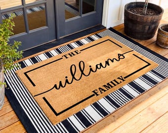 Custom Family Name Doormat, Housewarming Gift, Personalized Last Name Welcome Mat