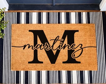 Personalized Monogram Family Name Doormat, Housewarming Gifts, Custom Last Name Welcome Mat