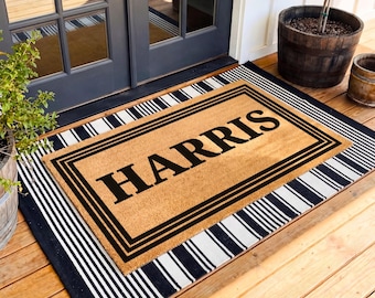 Personalized Last Name Doormat Housewarming Gift, Custom Welcome Mat