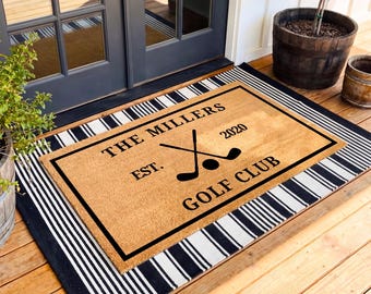Custom Golf Club Doormat, Personalized Welcome Mat for Golf Lovers, Fathers Day Gift