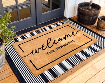Personalized Welcome Doormat, Housewarming Gift, Custom Family Name Door Mat
