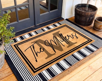 Personalized Last Name Doormat, Custom Family Name Welcome Mat, Wedding & Housewarming Gift for Couples