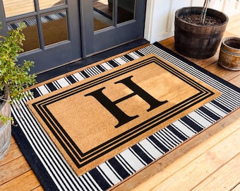 Personalized Monogram Doormat Housewarming Gift, Custom Initial Door Mat
