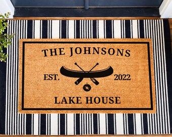 Custom Lake House Doormat, Housewarming Gift, Personalized Family Name LakeHouse Welcome Mat