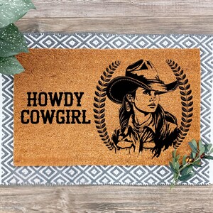 Howdy Cowgirl Coir Doormat: Western Welcome Mat