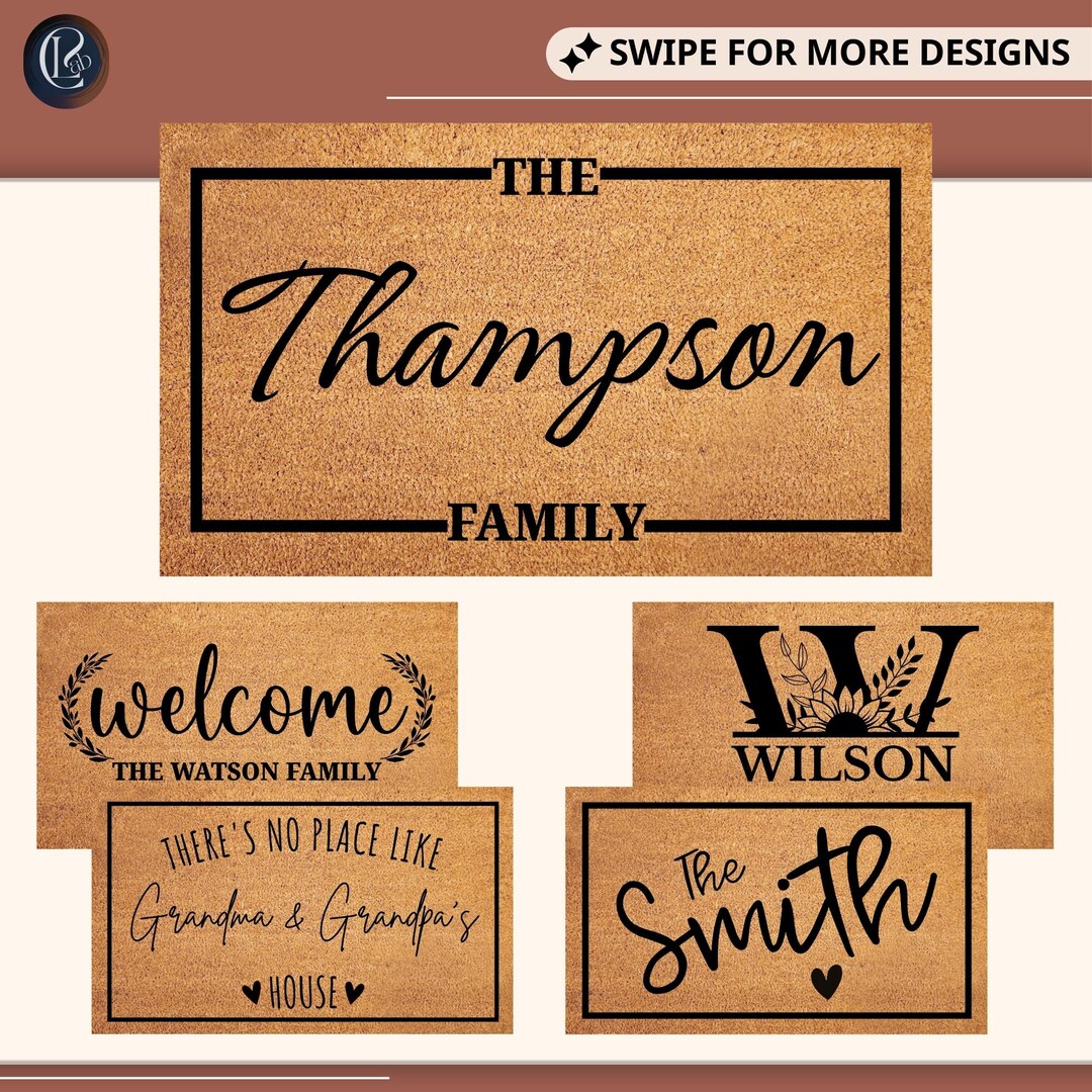 Custom Welcome Mat for Front Door, Personalized Family Name Doormat ...