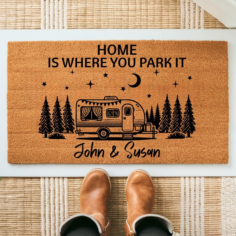 Personalized Camping Doormat, Custom RV Door Mat With Name, Campervan ...