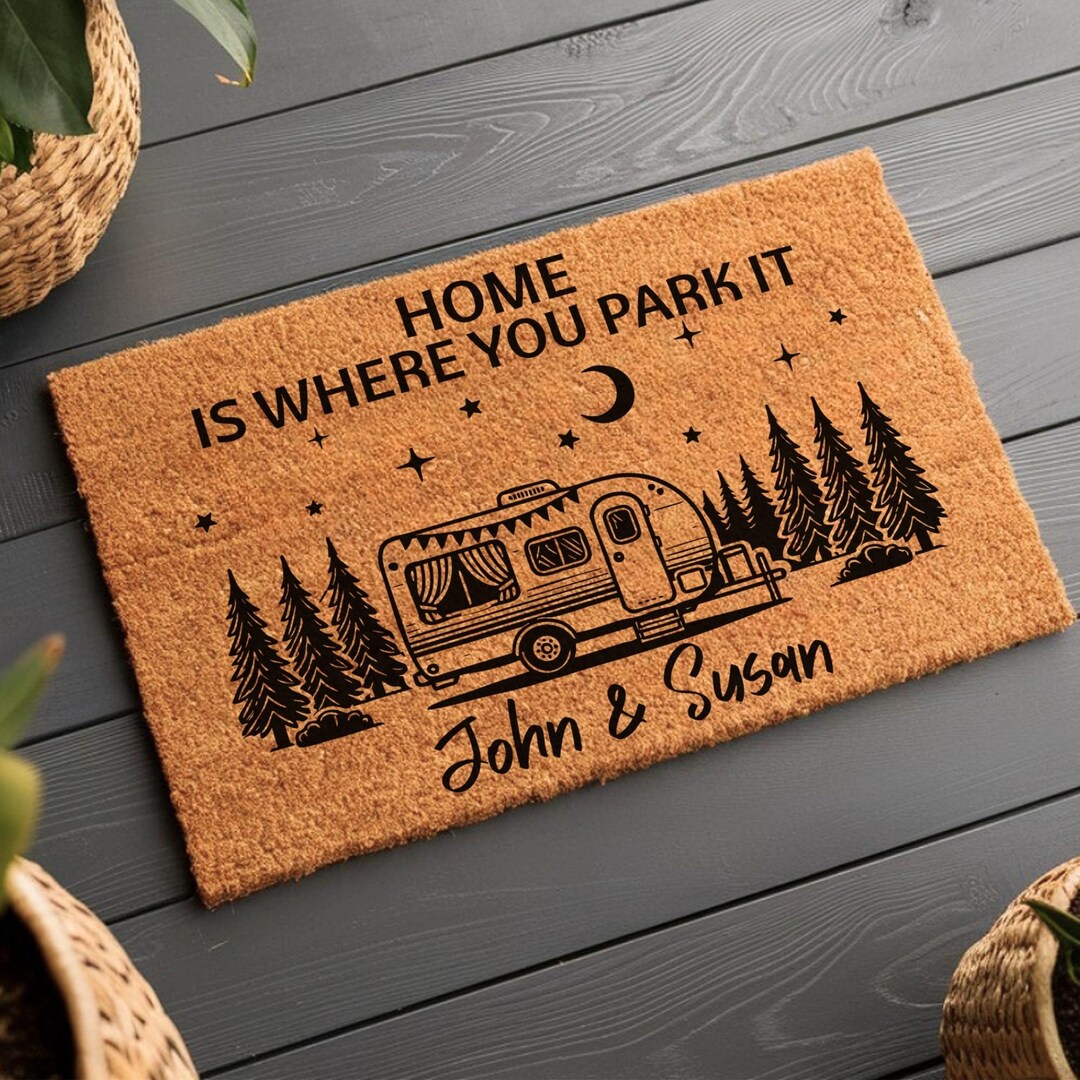 Personalized Camping Doormat, Custom RV Door Mat With Name, Campervan ...