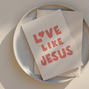 Druckbare Liebe wie Jesus christliche 5 x 7 Grußkarte | Agape Coole Bibel Inspo Trendy Cute Retro Kartenvorlage | Valentinstag