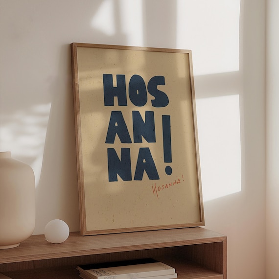 Hosanna Typography Art Print: Vintage Christian Home Decor (Digital Download)