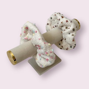 Handmade Knit Cotton Scrunchies – Soft Multicolor Confetti Sprinkle Hair Tie for All Hair Types | Colorful, Durable, Unique Hair Accessory