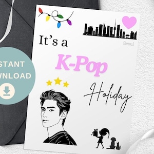 K-Pop Weihnachtskarte, KPop Seonbae Weihnachtskarte, koreanischer Pop, koreanische Feiertagskarte, Korea Herzkarte, digitale K-Pop Karte, koreanische Freundkarte