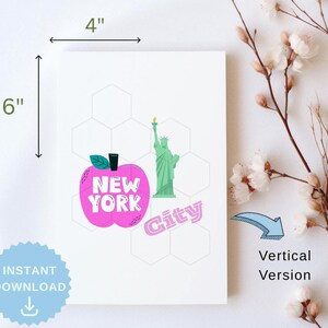 Big Apple New York City Card, Statue of Liberty Card, Digital New York City Card, Bachelorette NY Card, NYC Greeting Card, Manhattan Card