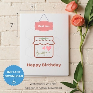Heart Jam Brooklyn NYC Birthday card, Brooklyn Heart Jar Birthday card, Digital Brooklyn NYC card, Lovely Sweet New York City Birthday Card