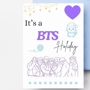Tarjeta navideña de BTS, tarjeta navideña de Corea, tarjeta linda de Corea, ejército de BTS, corazón morado de BTS, tarjeta de amor de K-Pop, tarjeta navideña de K-Pop, tarjeta navideña de K-Pop