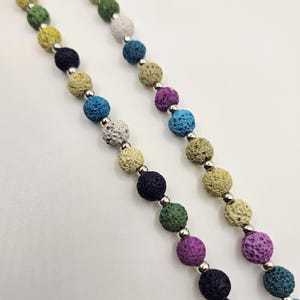 Multicolor Lava Stone Necklace: Handmade Boho Chic Rejuvenation Jewelry