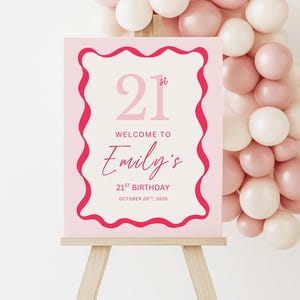 21st Birthday Welcome Sign Editable Template, Birthday Welcome sign, Happy 21st Birthday Party Decor Template Instant Download