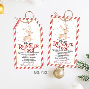 Étiquette magique d'étiquette de nourriture de renne imprimable, étiquette de cadeau de Noël, étiquette de nourriture de renne, étiquette de nourriture de renne numérique imprimable, téléchargement immédiat