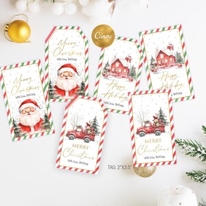 Modèle d&#39;étiquette de cadeau de Noël modifiable, étiquette de cadeau de fête des fêtes, étiquette de cadeau de Noël imprimable, étiquette de joyeuses fêtes, étiquette de joyeux Noël