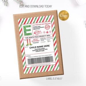 Elf Mail Shipping Label Editable, Santa mail, ELF Mail Arrival Box Label, Elf Activities, Digital